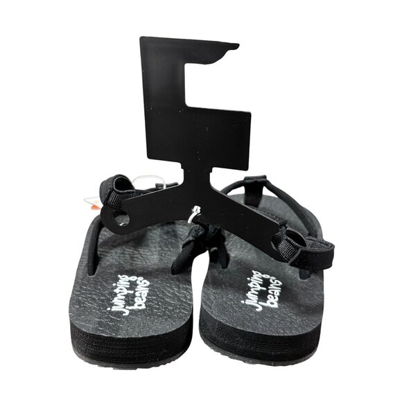 Jumping Beans Black Flip Flop Sandals 8T Toddler Size Textured Sole & Adjustable - Picture 3 of 4